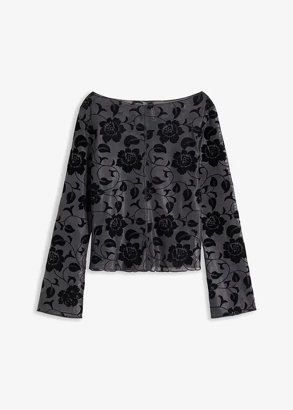 Lett transparent, langermet topp, bonprix