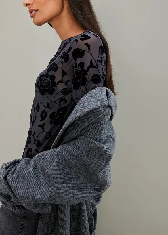 Lett transparent, langermet topp, bonprix