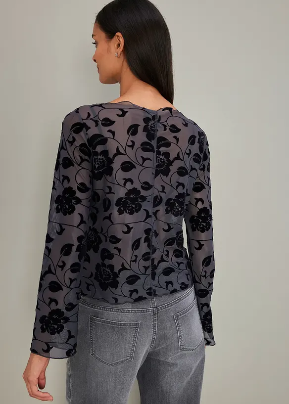 Lett transparent, langermet topp, bonprix