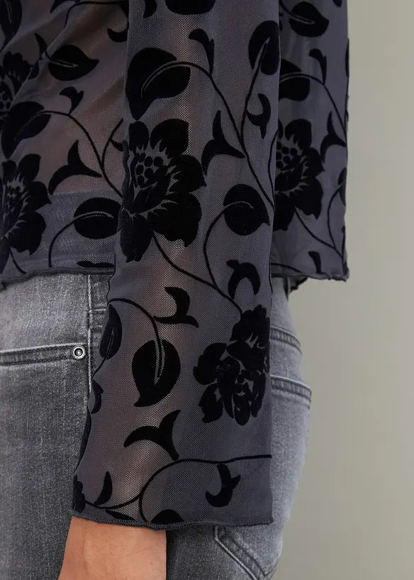 Lett transparent, langermet topp, bonprix