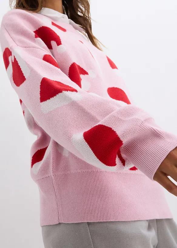 Oversized, finstrikket genser med rund hals, bonprix