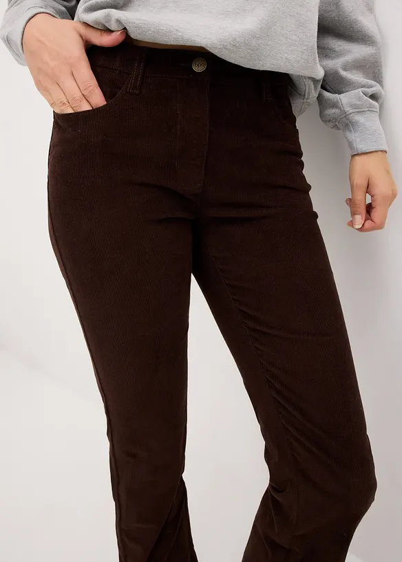 Kordfløyelsbukse med stretch, Straight, bonprix