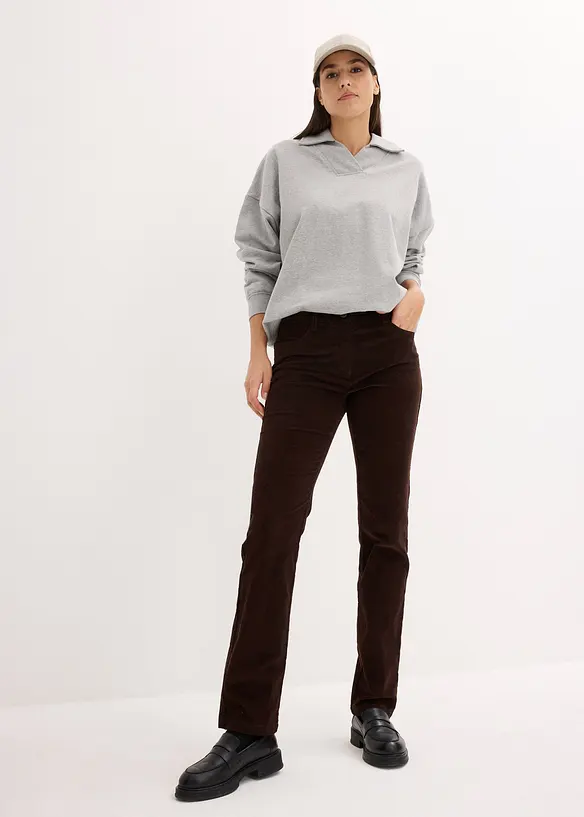 Kordfløyelsbukse med stretch, Straight, bonprix