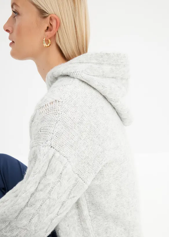 Grovstrikket genser i myk garnmiks med ull, bonprix