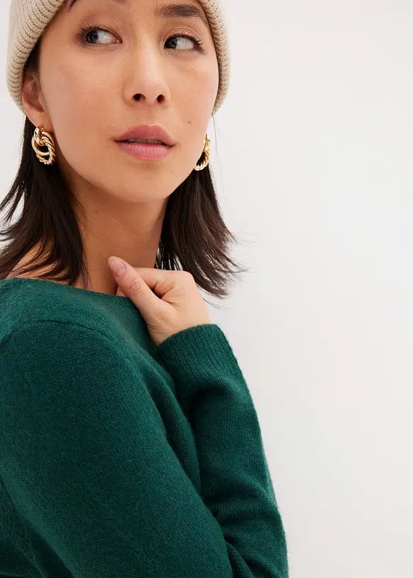 Strikket genser med b&aring;thals, bonprix