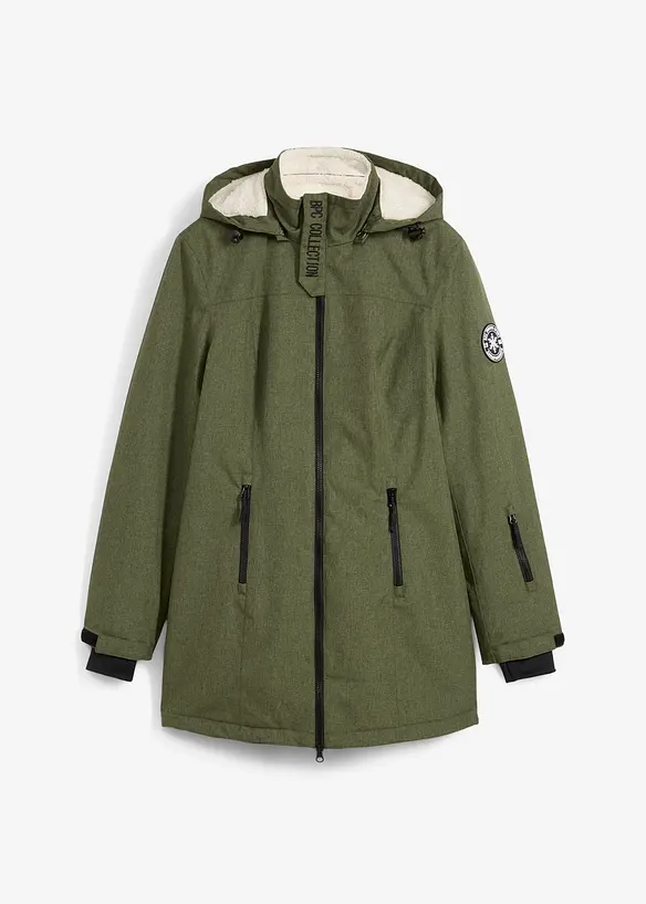Lang funksjons-outdoorjakke med teddyfleece, vanntett, bonprix