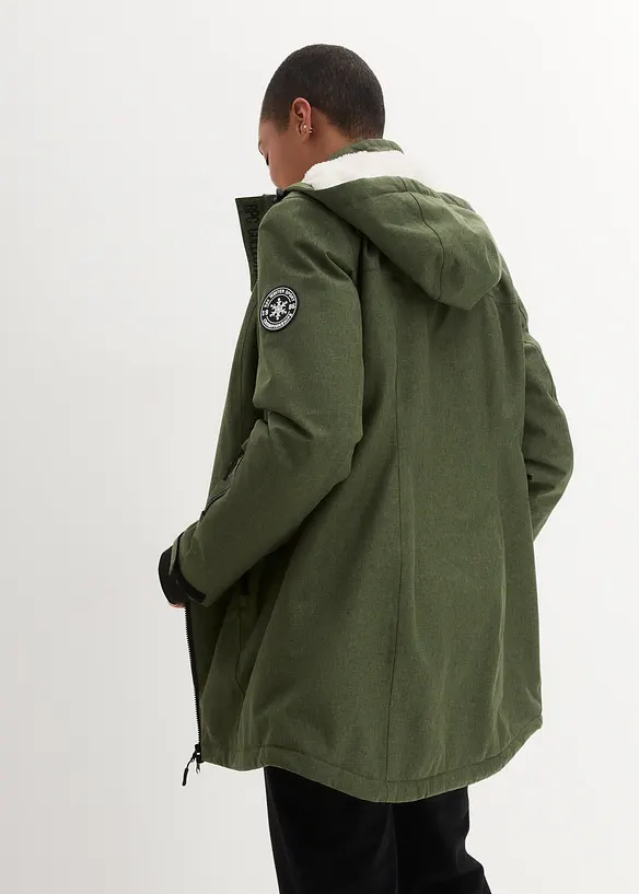 Lang funksjons-outdoorjakke med teddyfleece, vanntett, bonprix