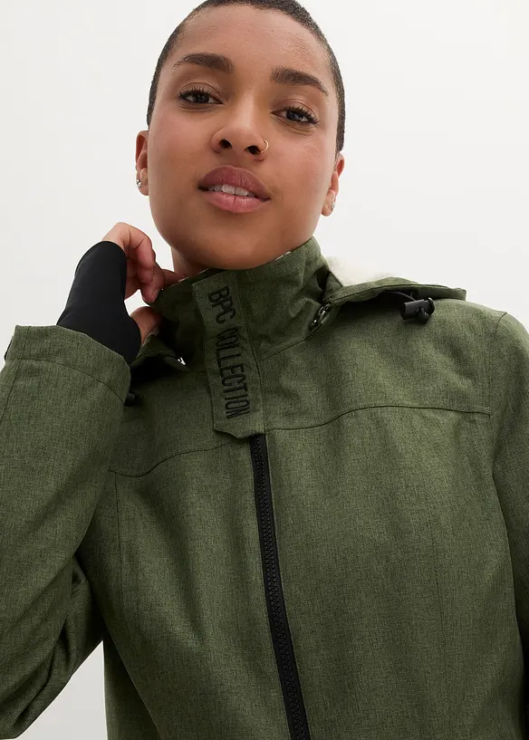 Lang funksjons-outdoorjakke med teddyfleece, vanntett, bonprix