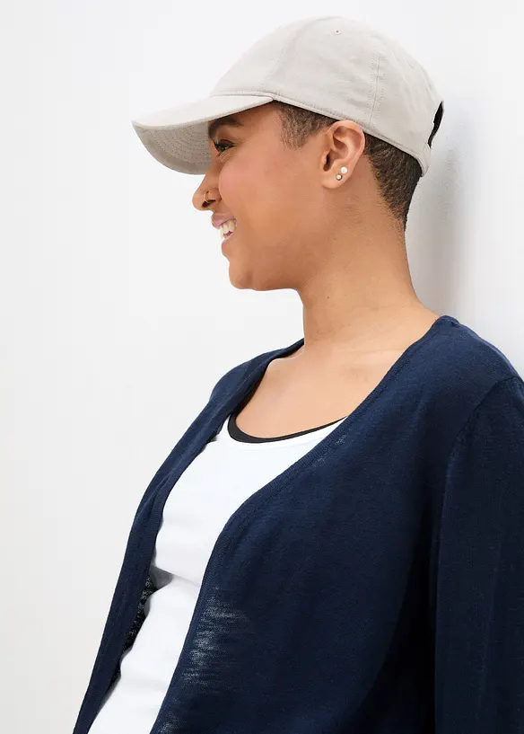 Cardigan i ren bomullsslub, bonprix