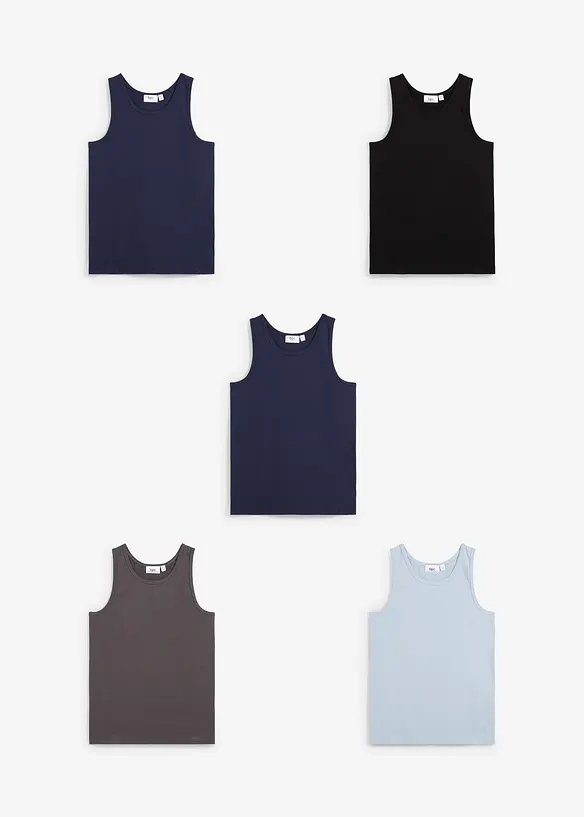 Singlet med myk bomull (5-pack), bonprix