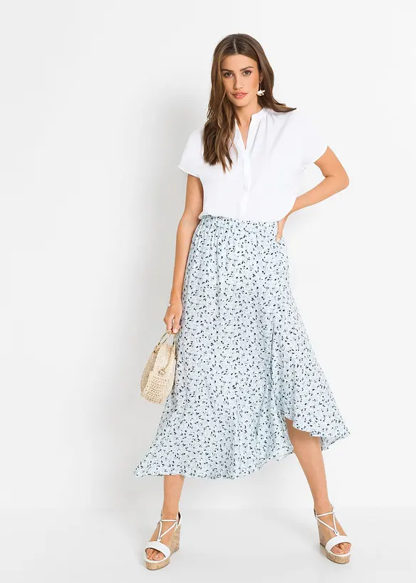 Kortermet bluse med skjult knappestolpe, bonprix