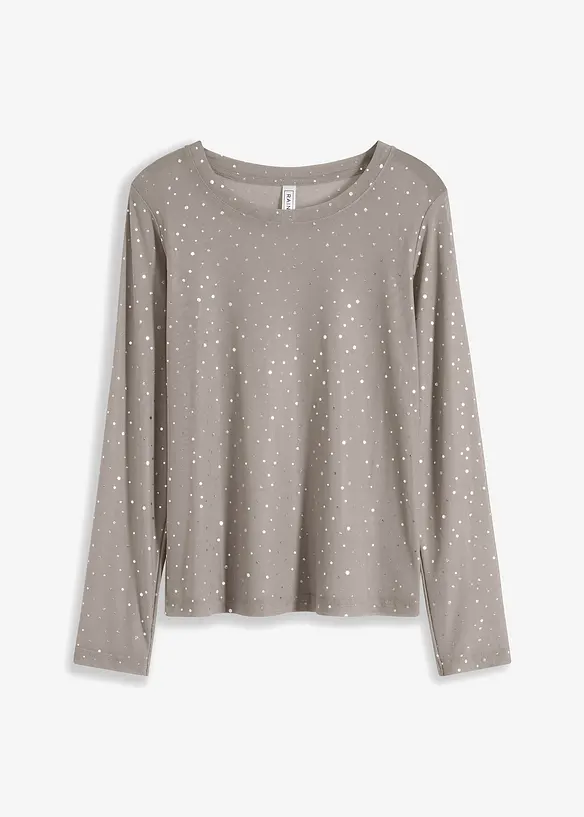 Langermet topp i mesh med glitter, bonprix