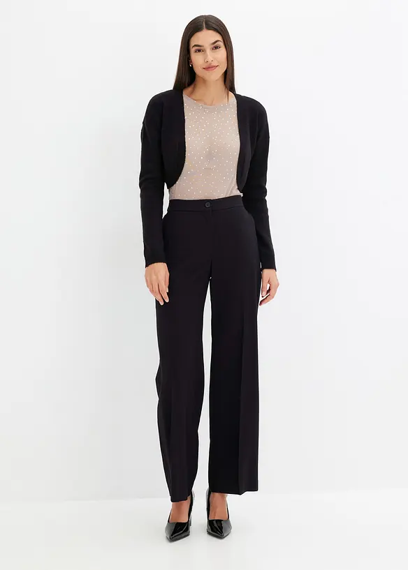 Langermet topp i mesh med glitter, bonprix