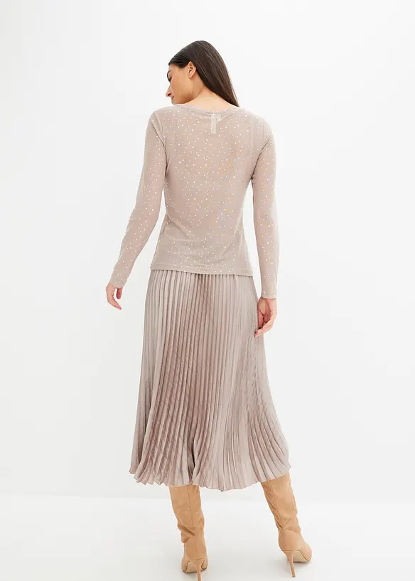 Langermet topp i mesh med glitter, bonprix