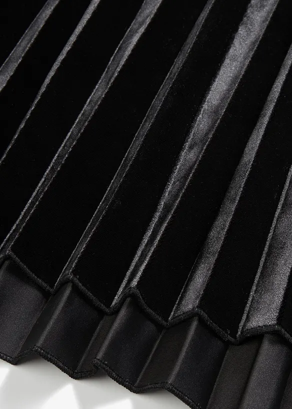 Plisséskjørt i myk fløyel, bonprix