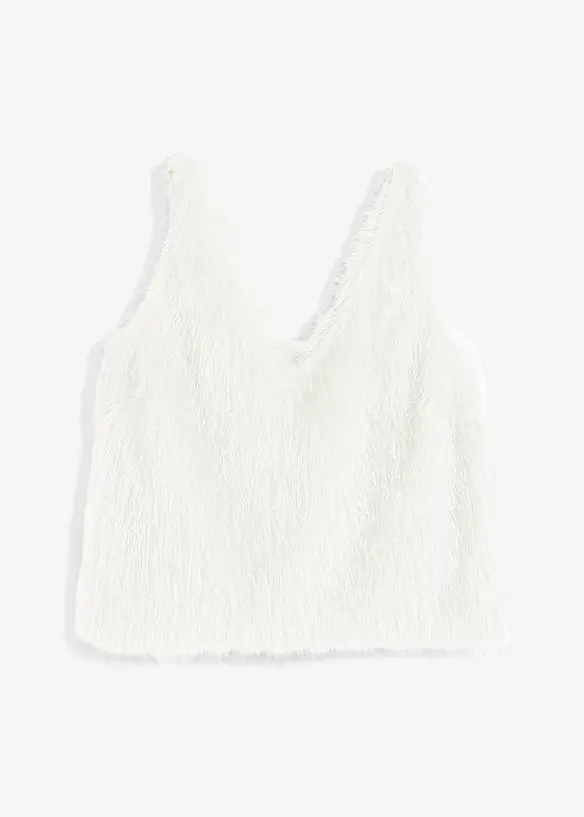 Blusetopp med pusete garn, bonprix