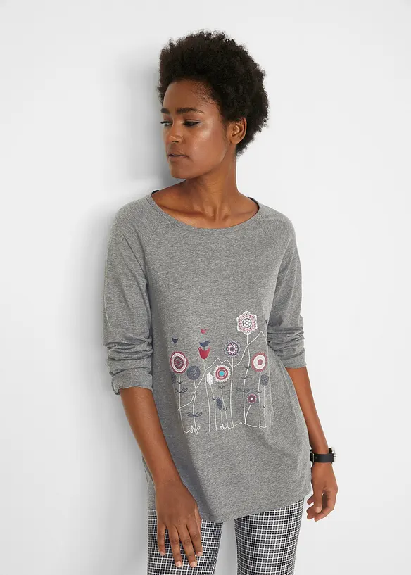 Lang topp i oversized modell med rund hals, bonprix