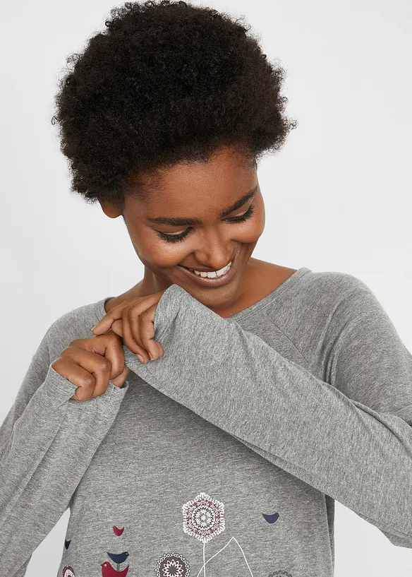 Lang topp i oversized modell med rund hals, bonprix