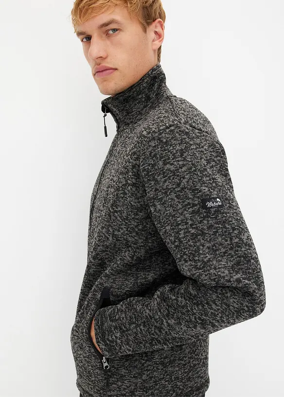 Strikket fleecejakke med teddyfôr, bonprix