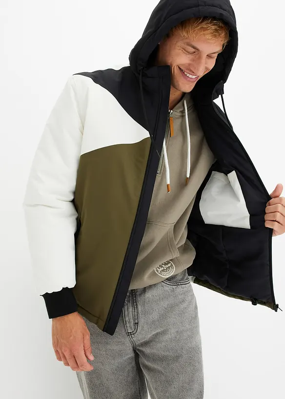 Vinterjakke med hette og colorblocking, bonprix