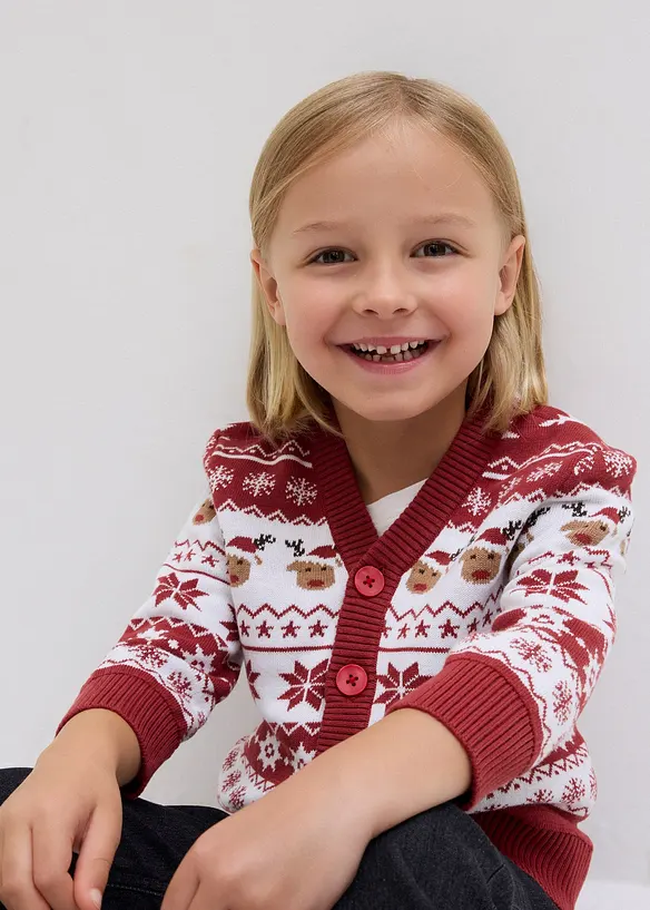 Strikket jakke med julemotiv for barn, bonprix