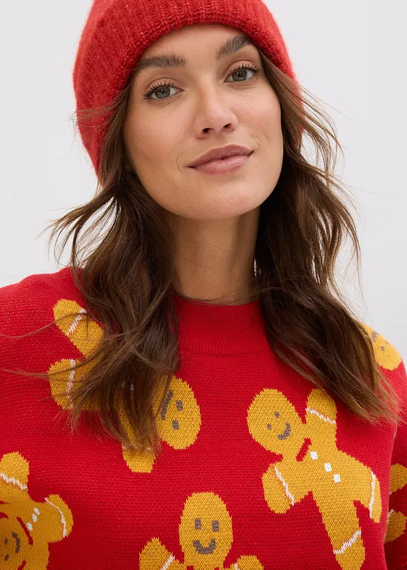 Oversized, finstrikket genser med rund hals, bonprix