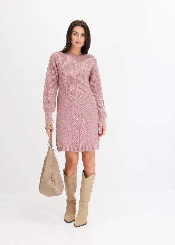 Strikkekjole med trendy flettemønster, bonprix