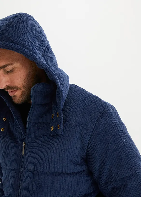 Vattert jakke i kordfl&oslash;yel med avtagbar hette, bonprix