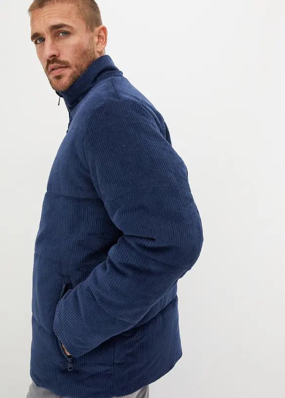 Vattert jakke i kordfl&oslash;yel med avtagbar hette, bonprix