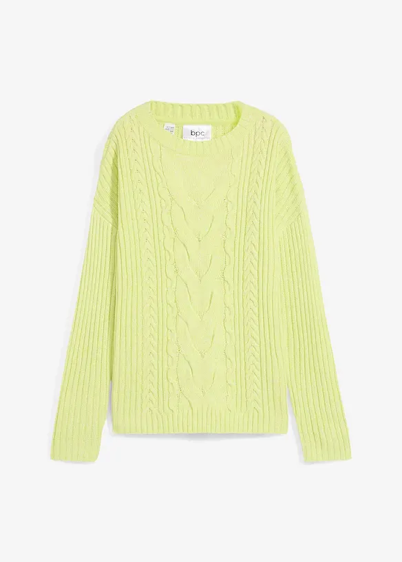 Oversized genser med flettemønster, bonprix
