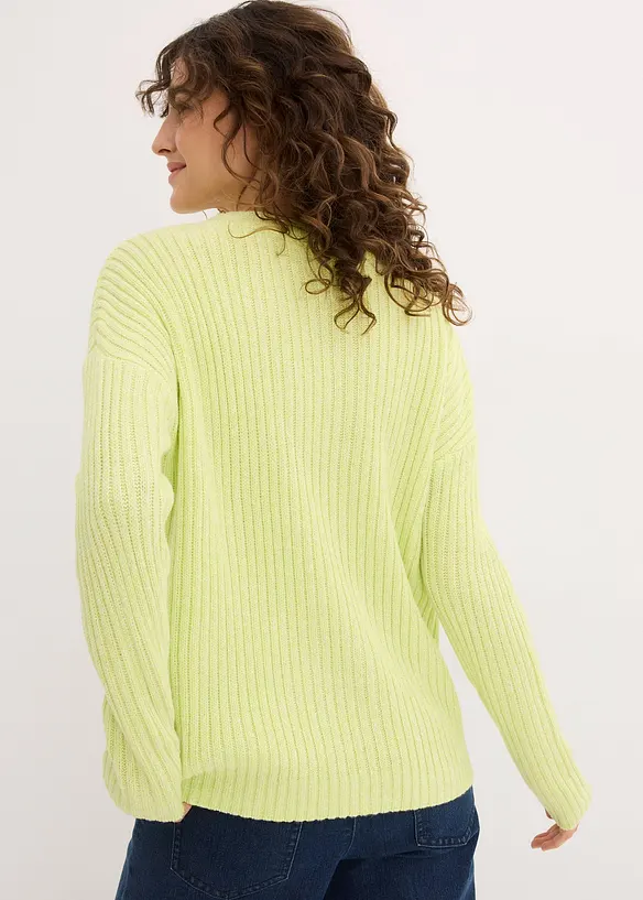 Oversized genser med flettemønster, bonprix