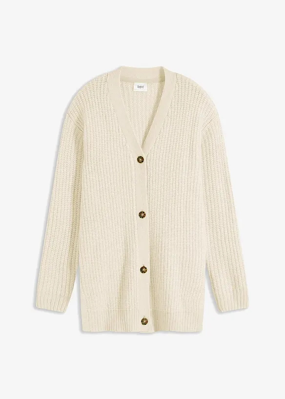 Grovstrikket cardigan i myk garnmiks med ull, bonprix