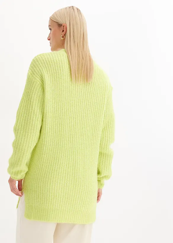 Grovstrikket cardigan i myk garnmiks med ull, bonprix