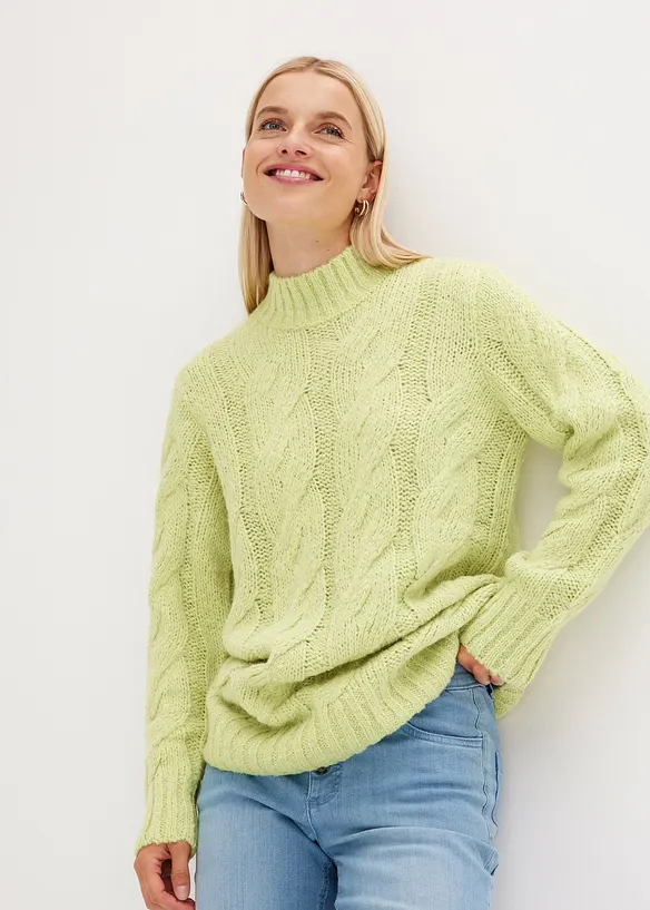 Genser med flettemønster, bonprix