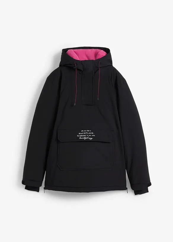 Ski-funksjonsjakke i pull on-modell med fleecefôr, vanntett, Oversized, bonprix