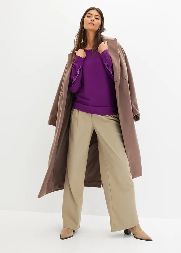 Finstrikket genser med paljetter, bonprix