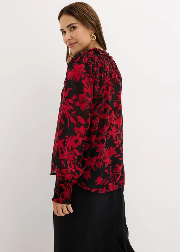 Chiffonbluse med vaflede detaljer, bonprix