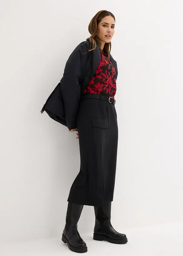 Chiffonbluse med vaflede detaljer, bonprix