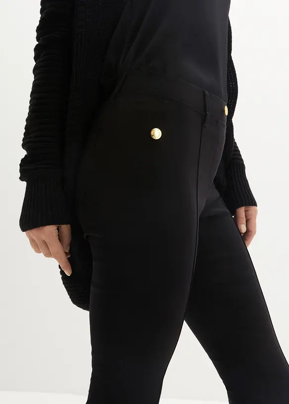 Pull on-bukse med stretch og pynteknapper, bonprix