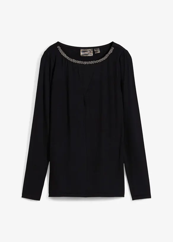 Topp med mesh-innfelling og glitterstener, bonprix