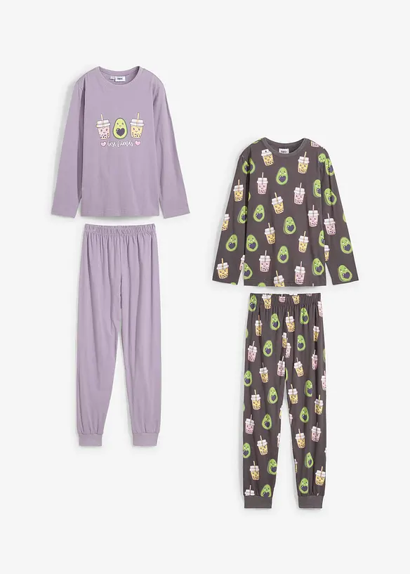 Pyjamas i 100% økologisk bomull (2-pack), bonprix