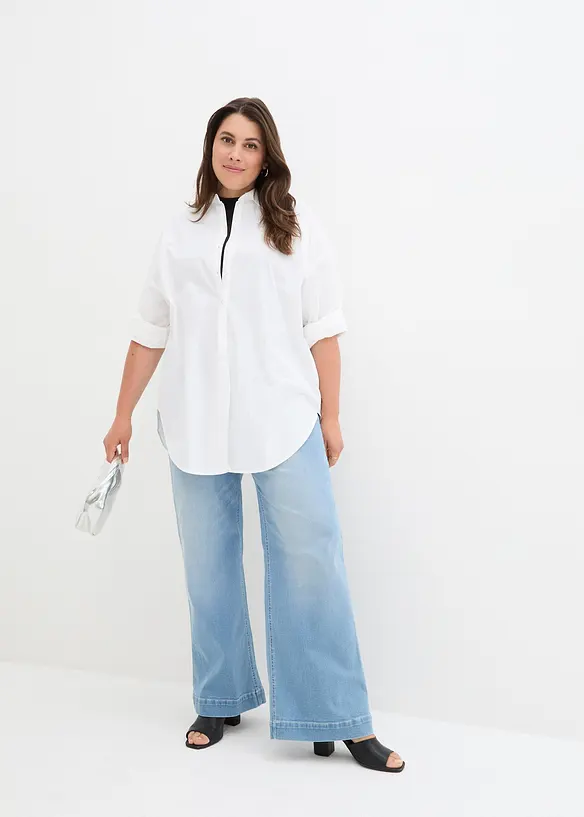 Oversized skjorte i bomull med 3/4-lange ermer, bonprix