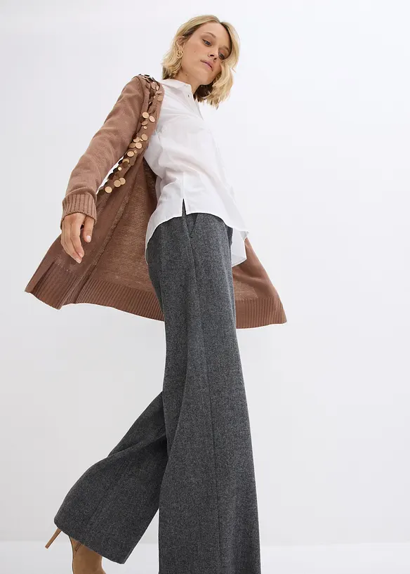 Bukse med ull og fiskebensmønster, bonprix