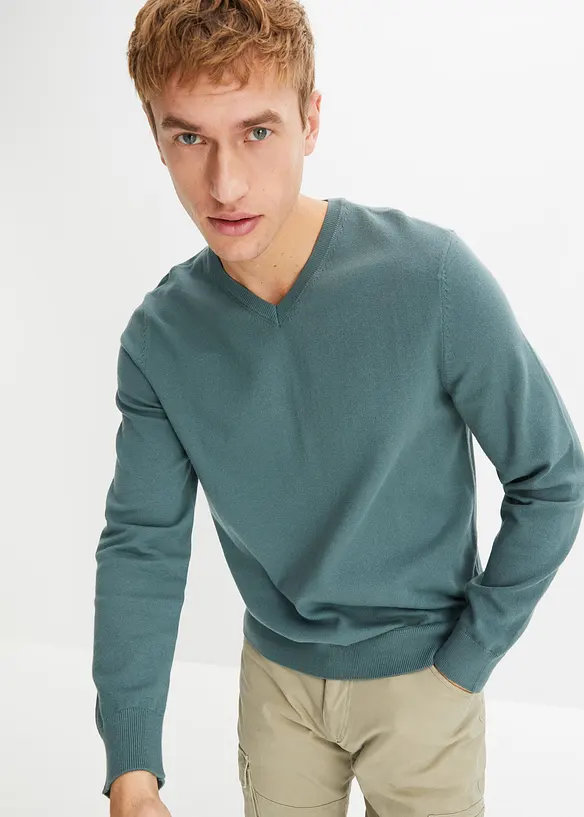 Finstrikket genser i myk bomullsmiks, bonprix