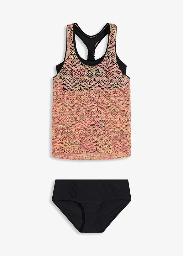 Tankini med elastiske blonder (2-delt sett), bonprix