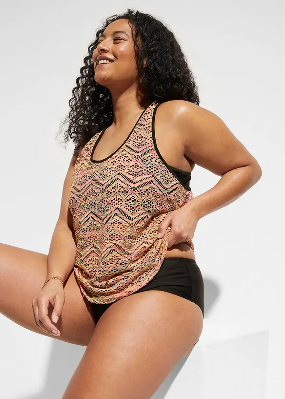 Tankini med elastiske blonder (2-delt sett), bonprix