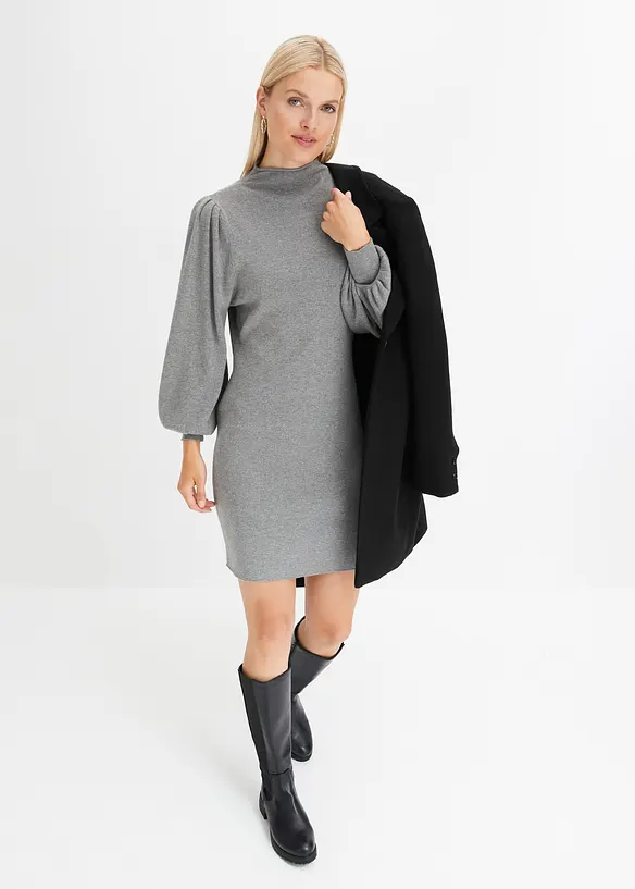 Strikket kjole med ballongermer, bonprix