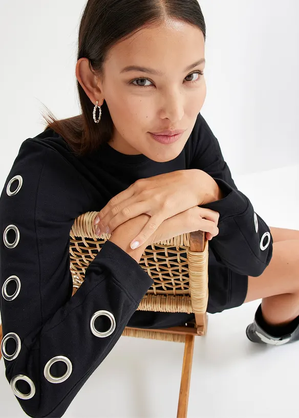 Sweatshirtkjole med maljer, bonprix