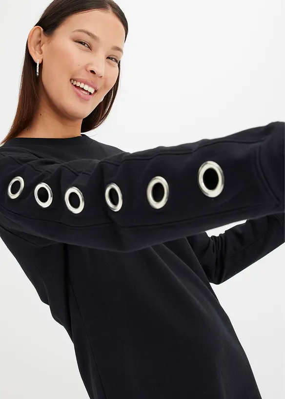 Sweatshirtkjole med maljer, bonprix
