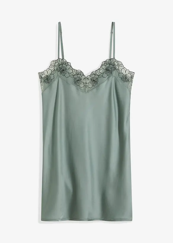 Neglisj&eacute; i sateng med broderi, bonprix